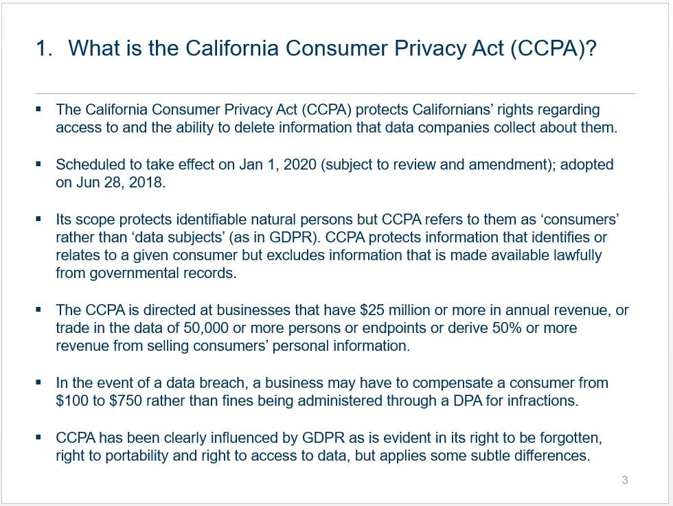 California Consumer Privacy Act (CCPA) Vs. General Data Protection Regulation (GDPR)
